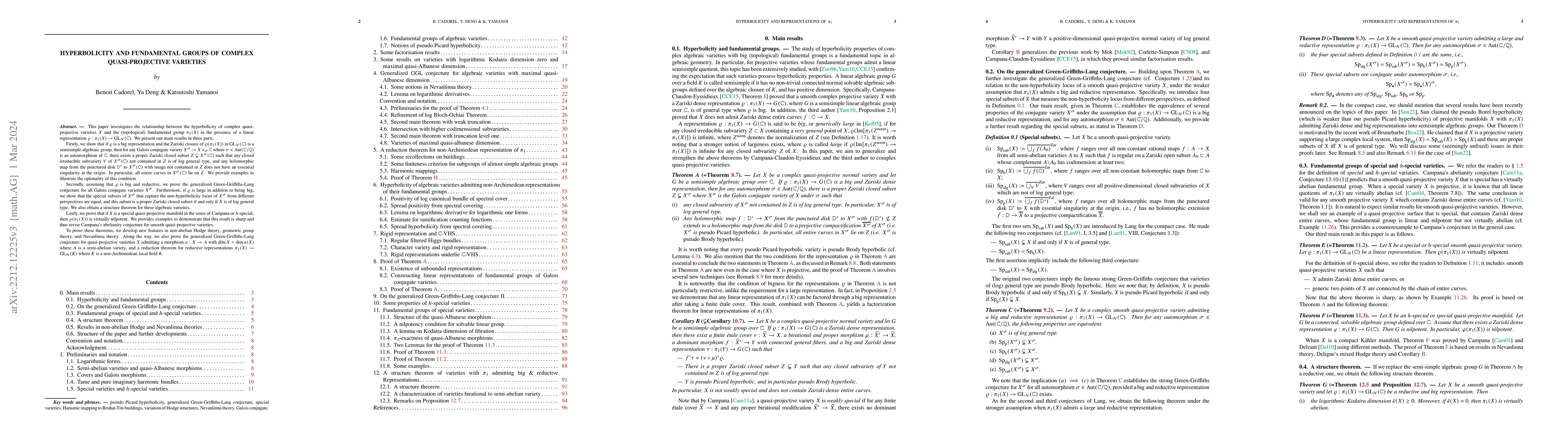 Thumbnail for Hyperbolicity and fundamental groups of complex quasi-projective
  varieties