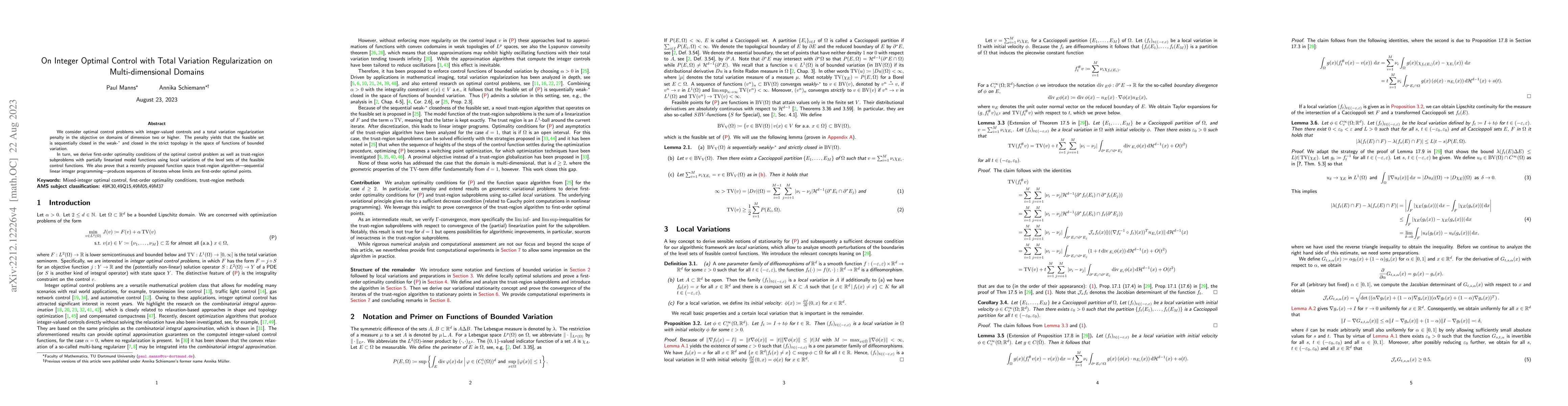 Thumbnail for On Integer Optimal Control with Total Variation Regularization on
  Multi-dimensional Domains