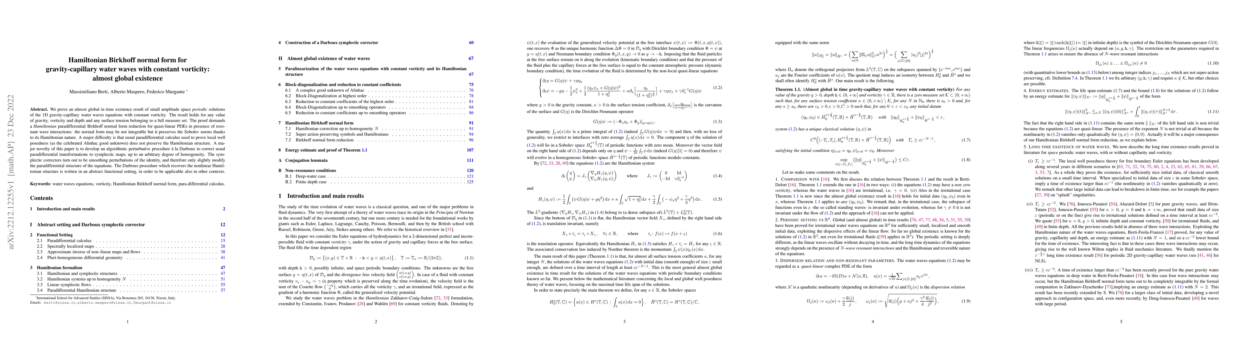 Thumbnail for Hamiltonian Birkhoff normal form for gravity-capillary water waves with
  constant vorticity: almost global existence