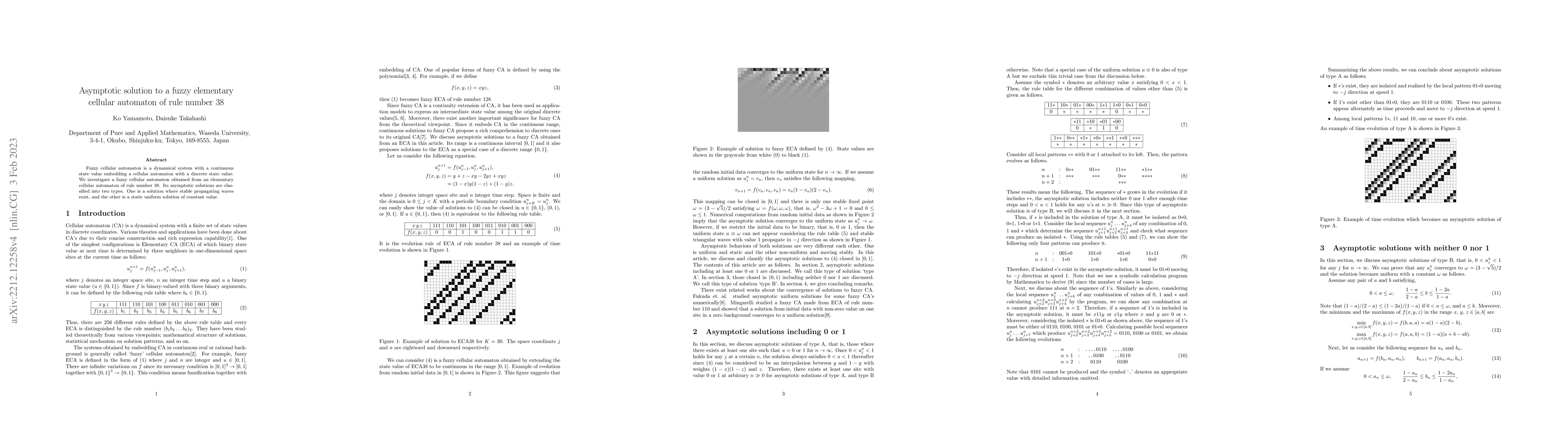 Thumbnail for Asymptotic solution to a fuzzy elementary cellular automaton of rule
  number 38