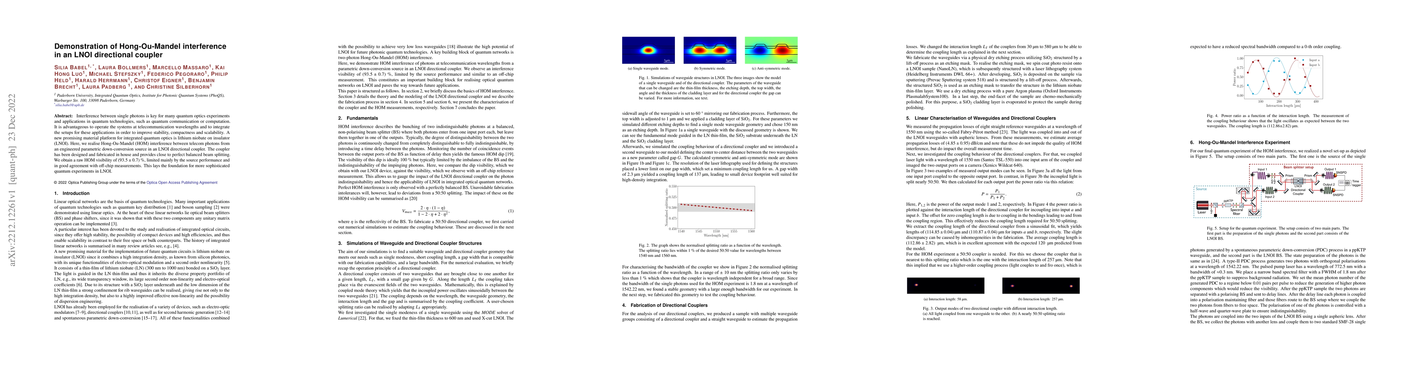 Thumbnail for Demonstration of Hong-Ou-Mandel interference in an LNOI directional
  coupler