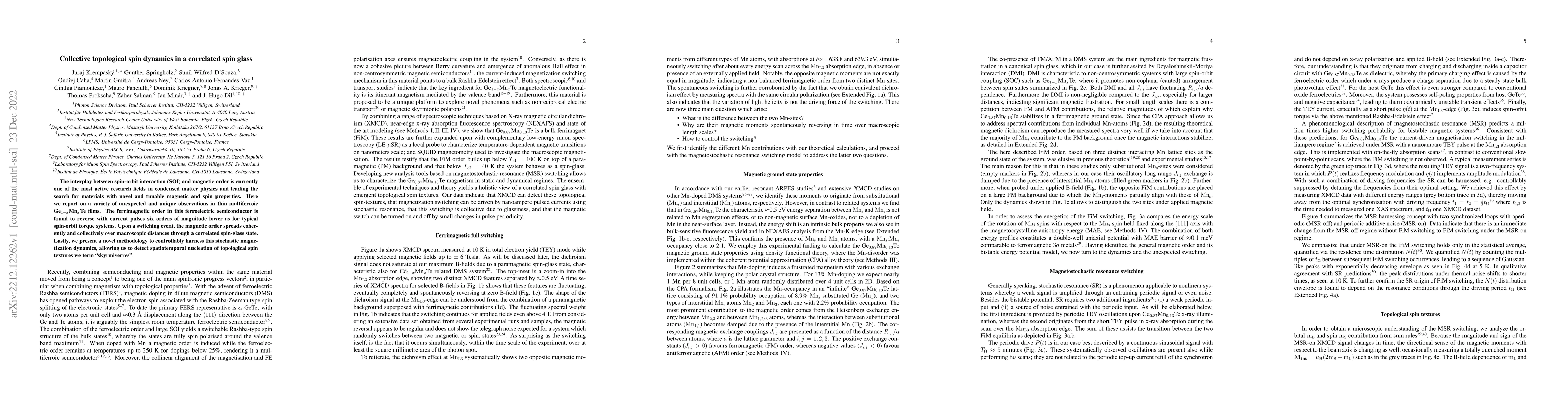 Thumbnail for Collective topological spin dynamics in a correlated spin glass