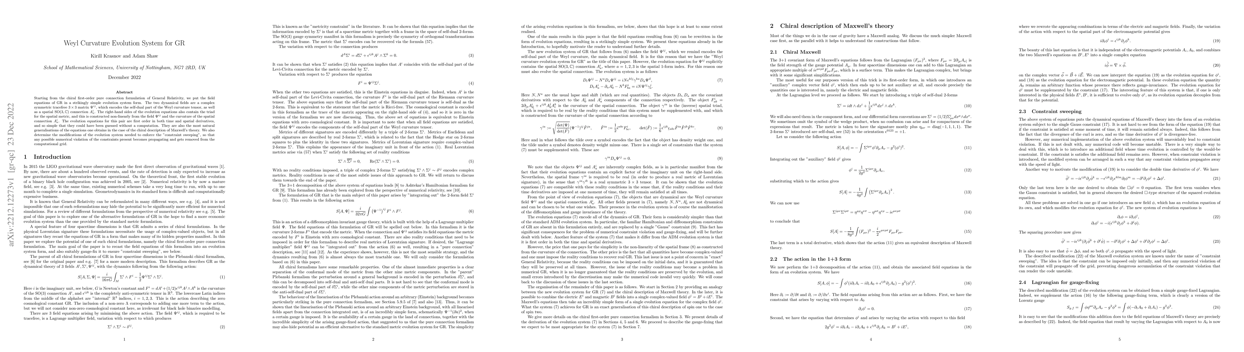 Thumbnail for Weyl Curvature Evolution System for GR