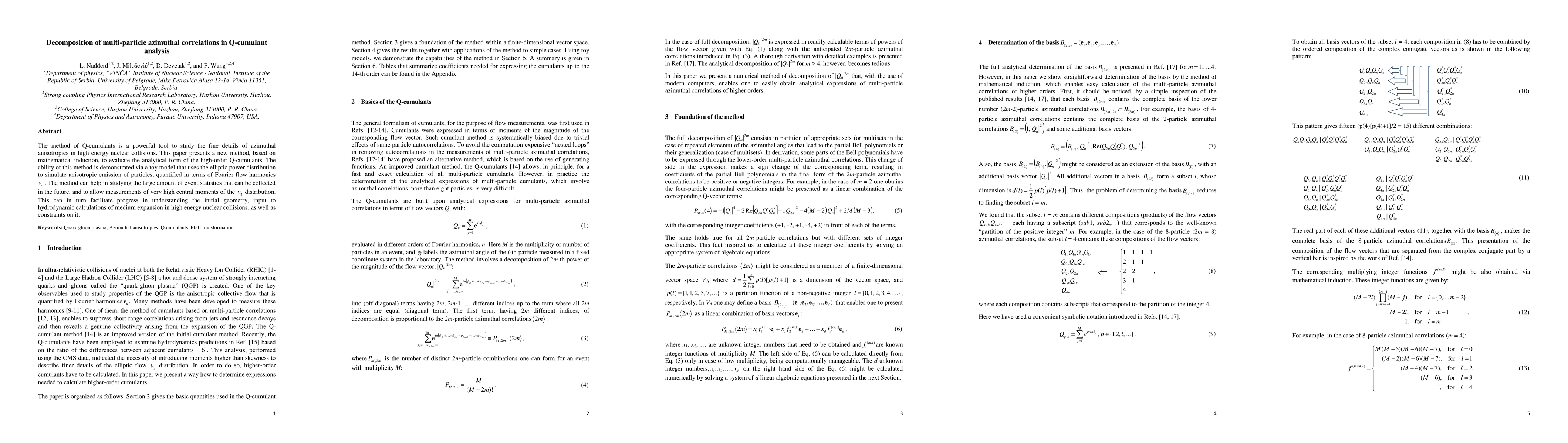 Thumbnail for Decomposition of multi-particle azimuthal correlations in Q-cumulant
  analysis