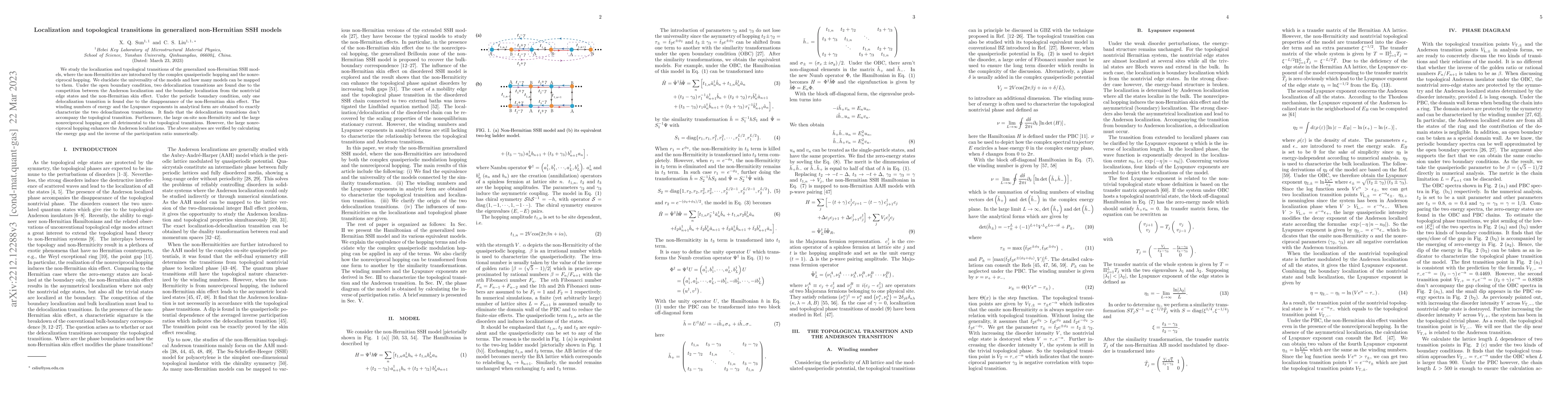 Thumbnail for Localization and topological transitions in generalized non-Hermitian
  SSH models