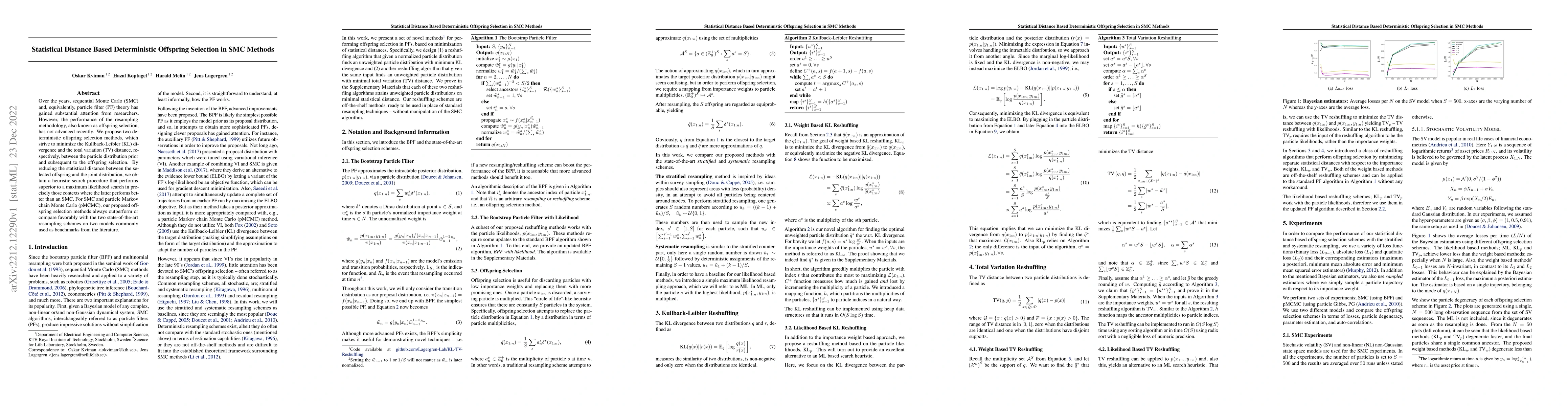 Thumbnail for Statistical Distance Based Deterministic Offspring Selection in SMC
  Methods