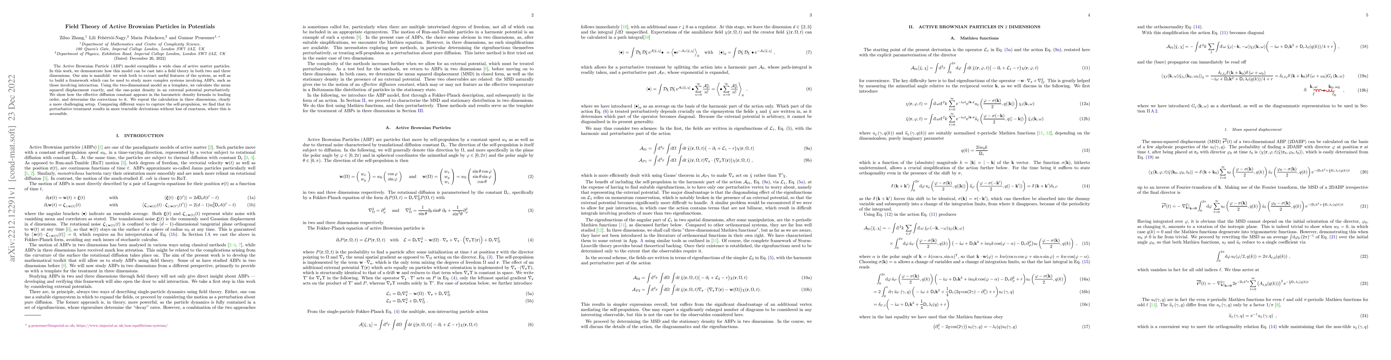 Thumbnail for Field Theory of Active Brownian Particles in Potentials