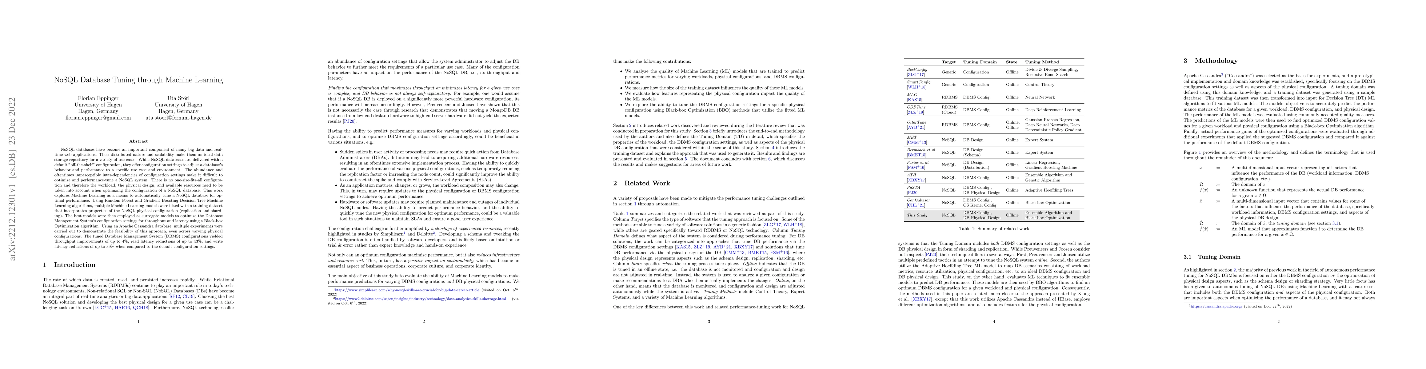 Thumbnail for NoSQL Database Tuning through Machine Learning