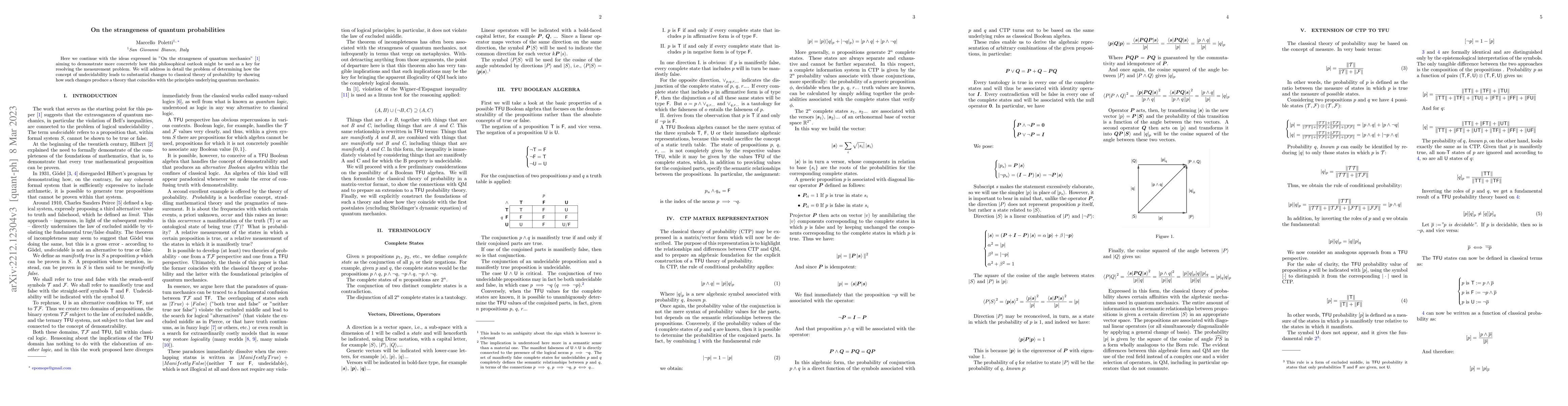 Thumbnail for On the strangeness of quantum probabilities