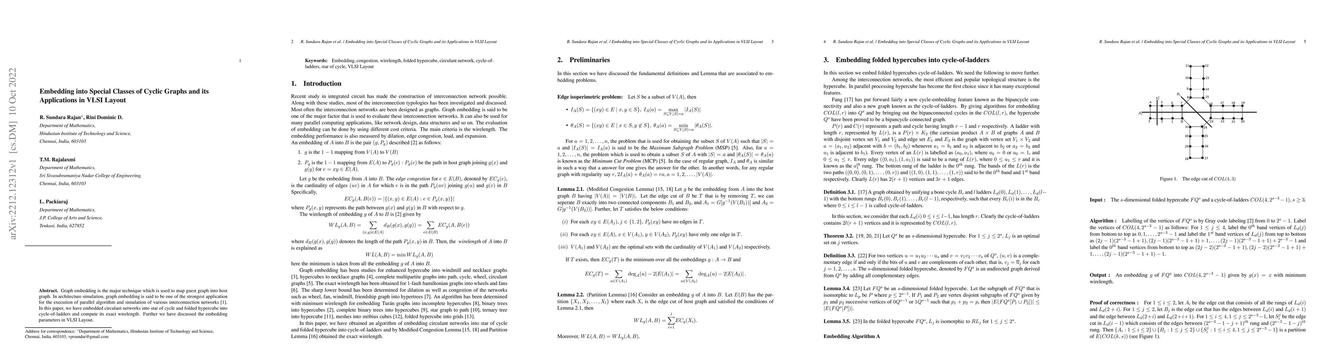 Thumbnail for Embedding into Special Classes of Cyclic Graphs and its Applications in
  VLSI Layout