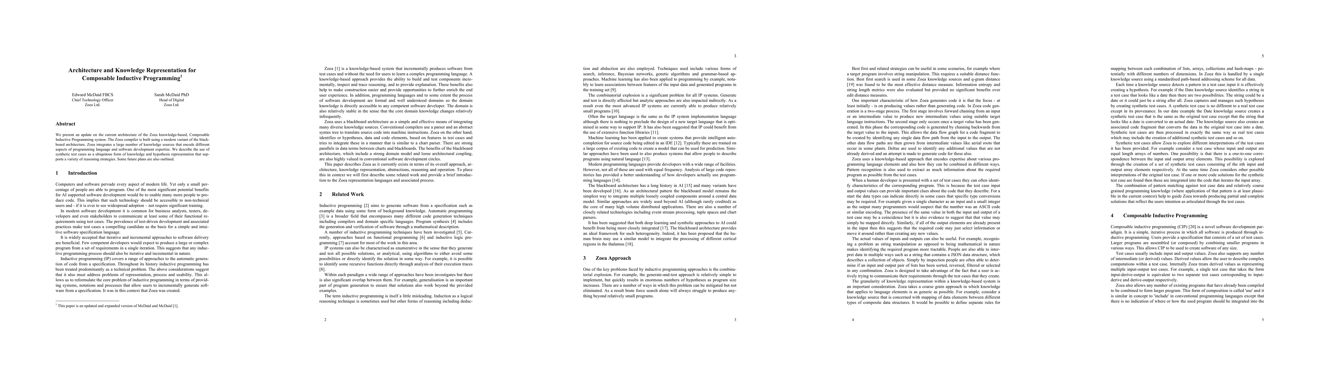 Thumbnail for Architecture and Knowledge Representation for Composable Inductive
  Programming