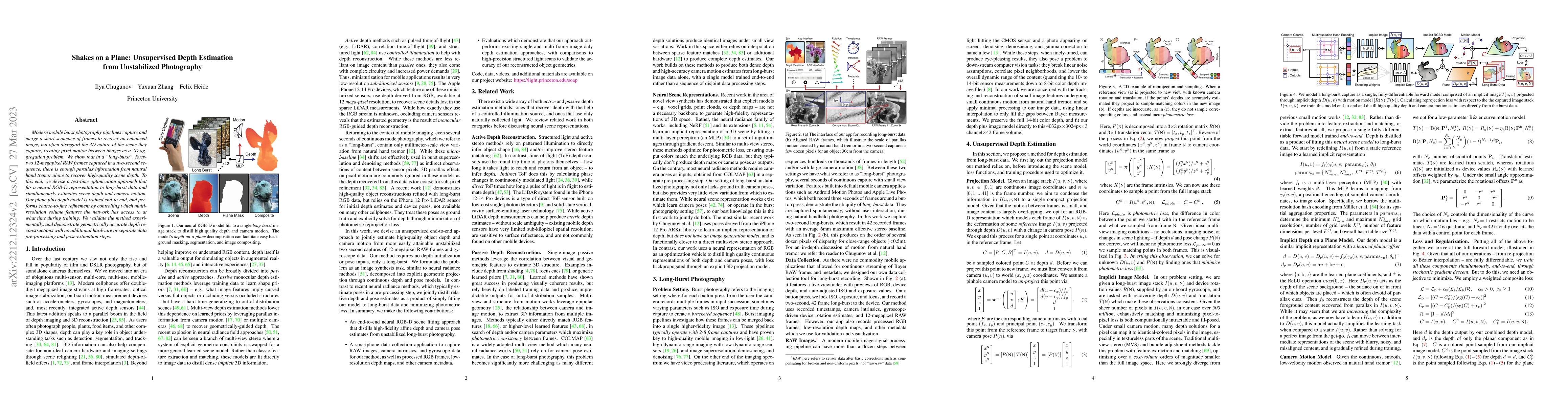 Thumbnail for Shakes on a Plane: Unsupervised Depth Estimation from Unstabilized
  Photography