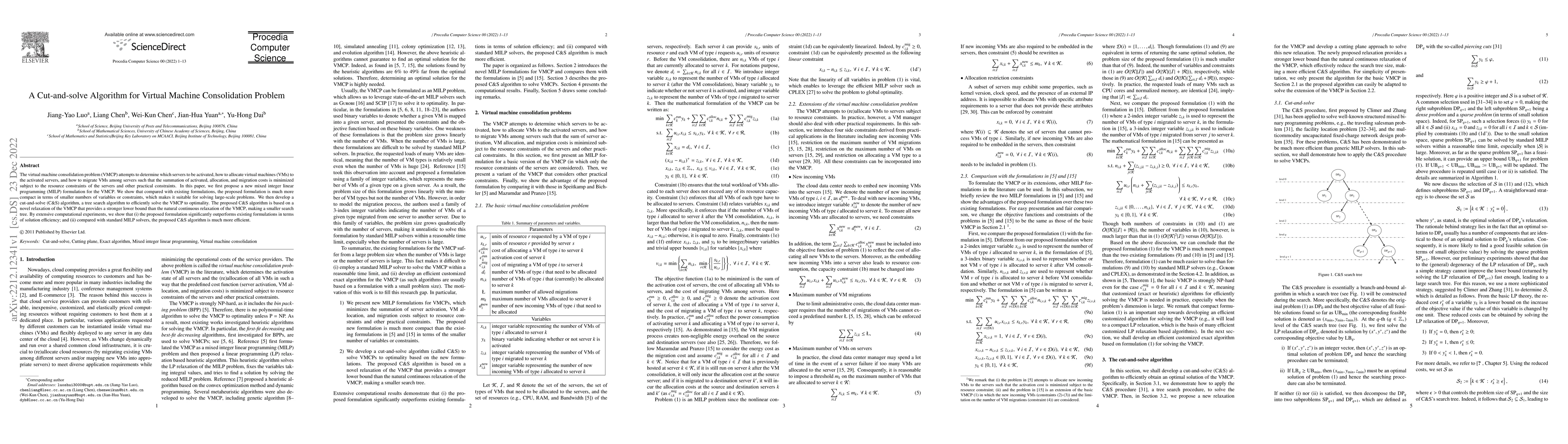 Thumbnail for A Cut-and-solve Algorithm for Virtual Machine Consolidation Problem