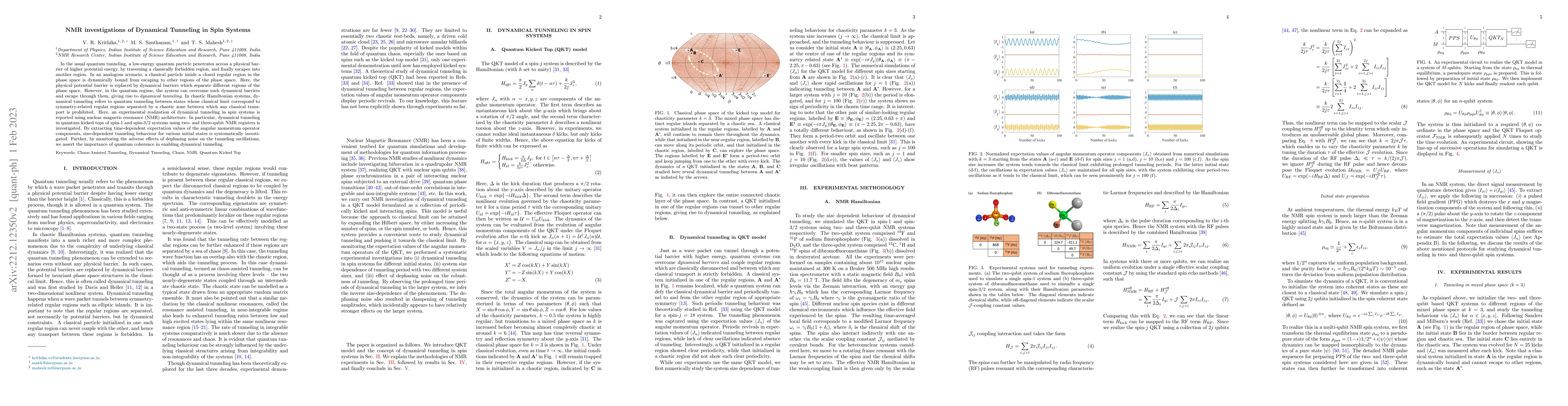 Thumbnail for NMR investigations of Dynamical Tunneling in Spin Systems