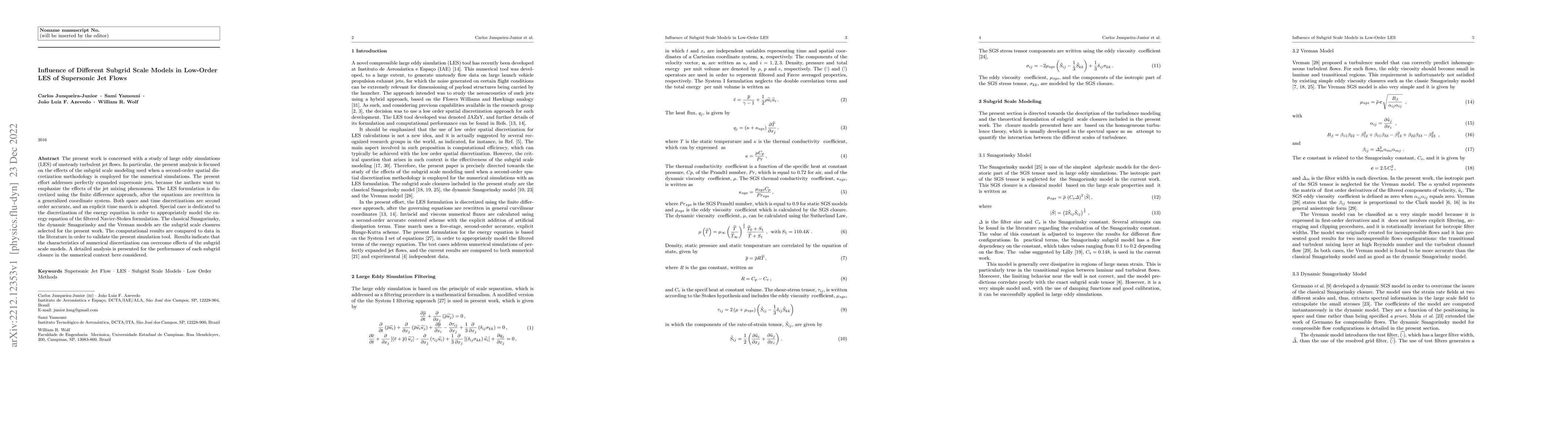 Thumbnail for Influence of different subgrid-scale models in low-order LES of
  supersonic jet flows