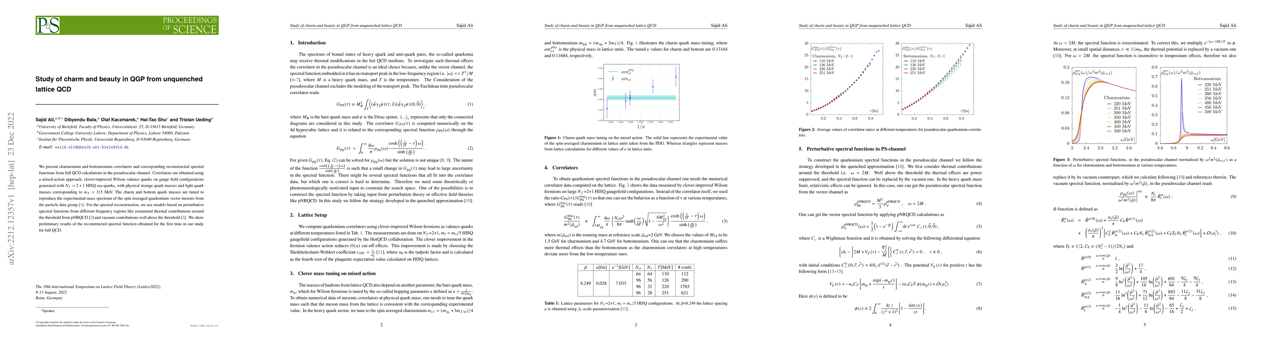 Thumbnail for Study of charm and beauty in QGP from unquenched lattice QCD