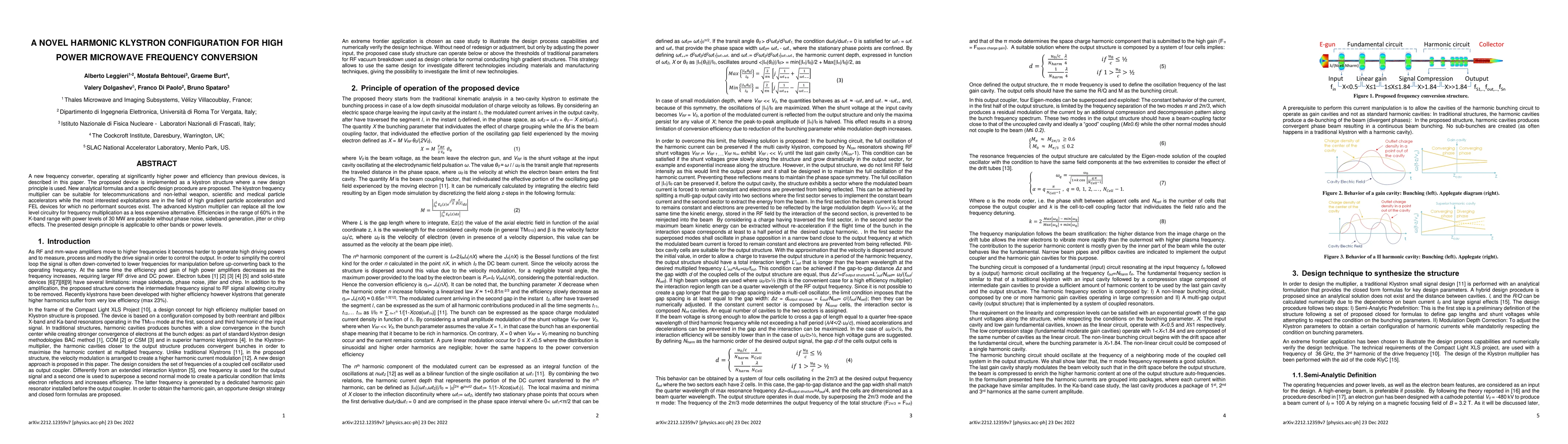Thumbnail for A novel harmonic klystron configuration for high power microwave
  frequency conversion
