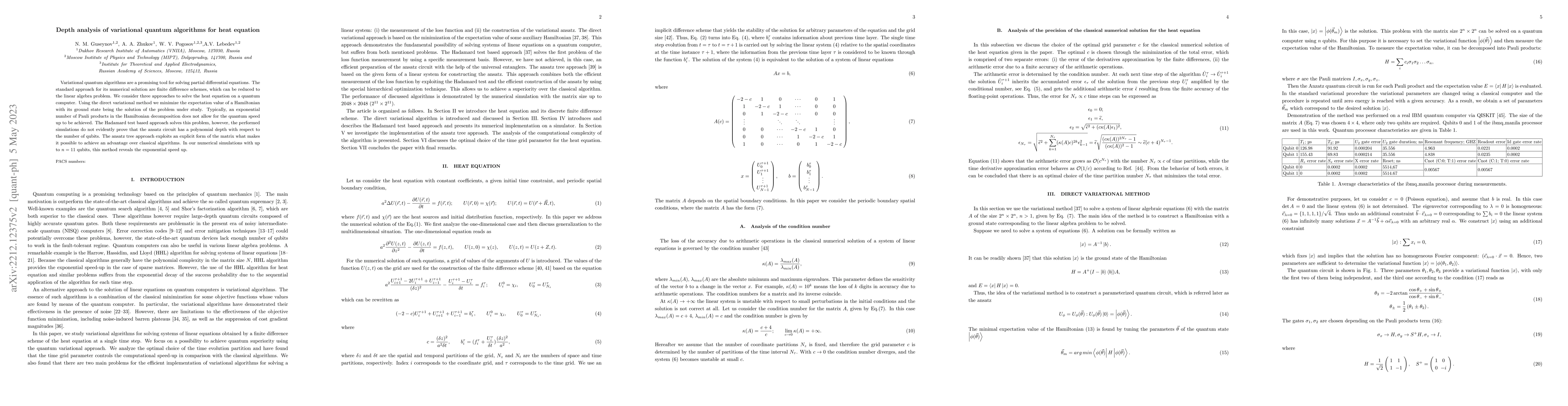 Thumbnail for Depth analysis of variational quantum algorithms for heat equation