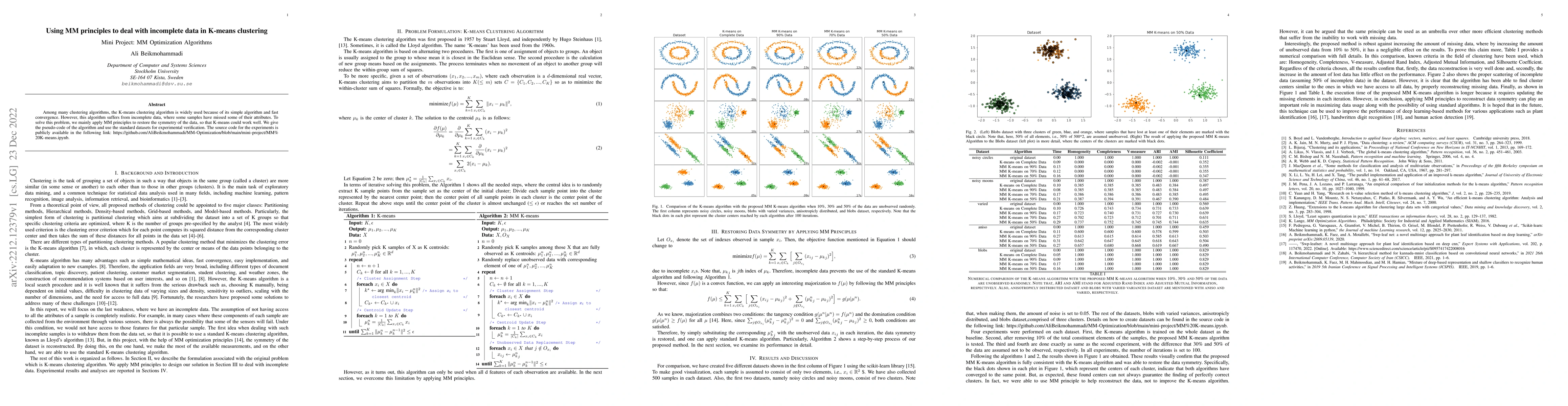 Thumbnail for Using MM principles to deal with incomplete data in K-means clustering