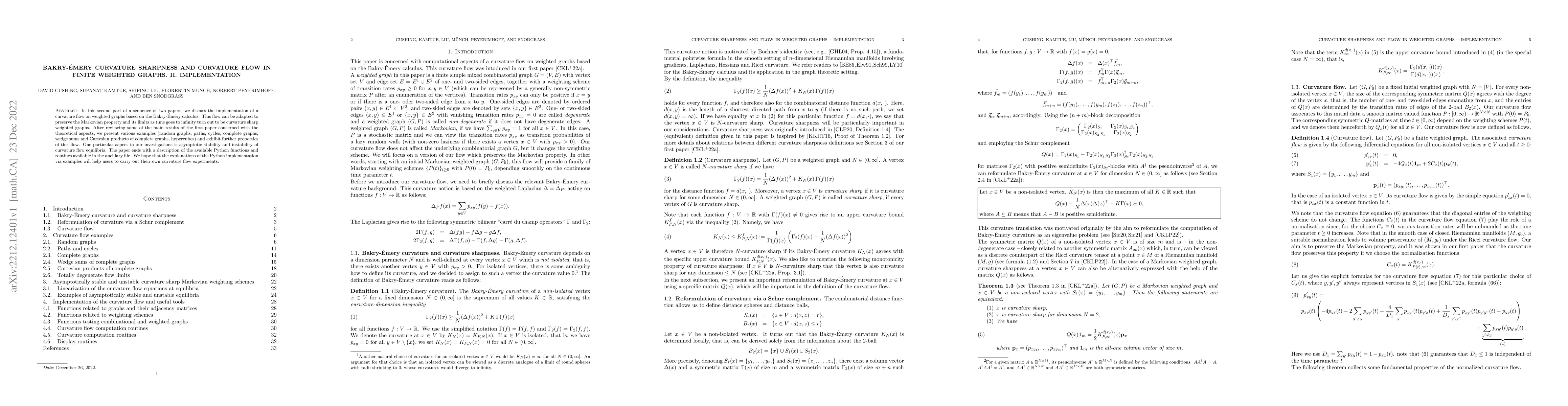 Thumbnail for Bakry-\'Emery curvature sharpness and curvature flow in finite weighted
  graphs. II. Implementation