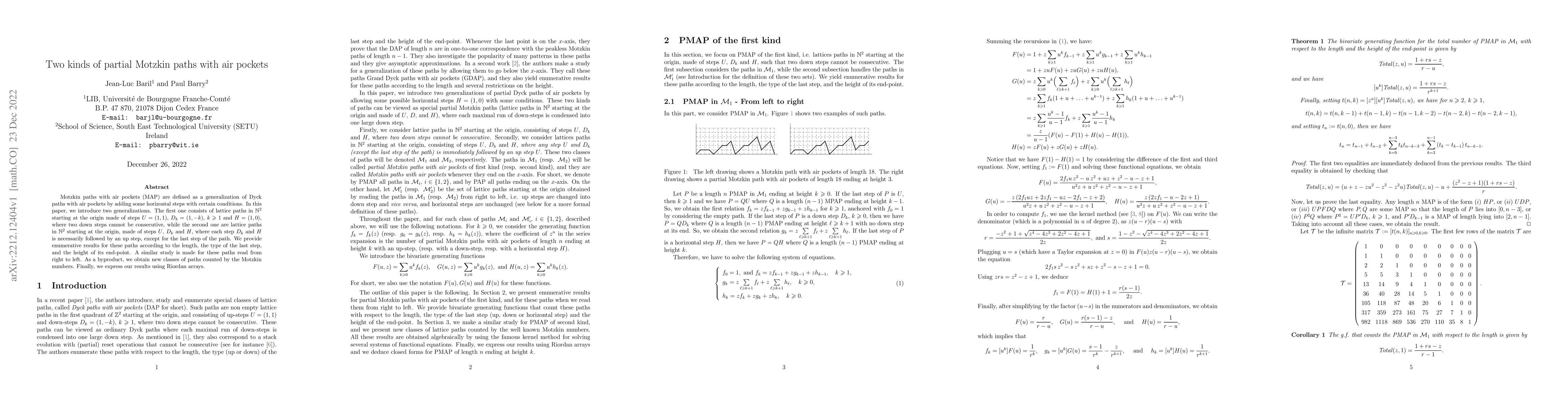 Thumbnail for Two kinds of partial Motzkin paths with air pockets