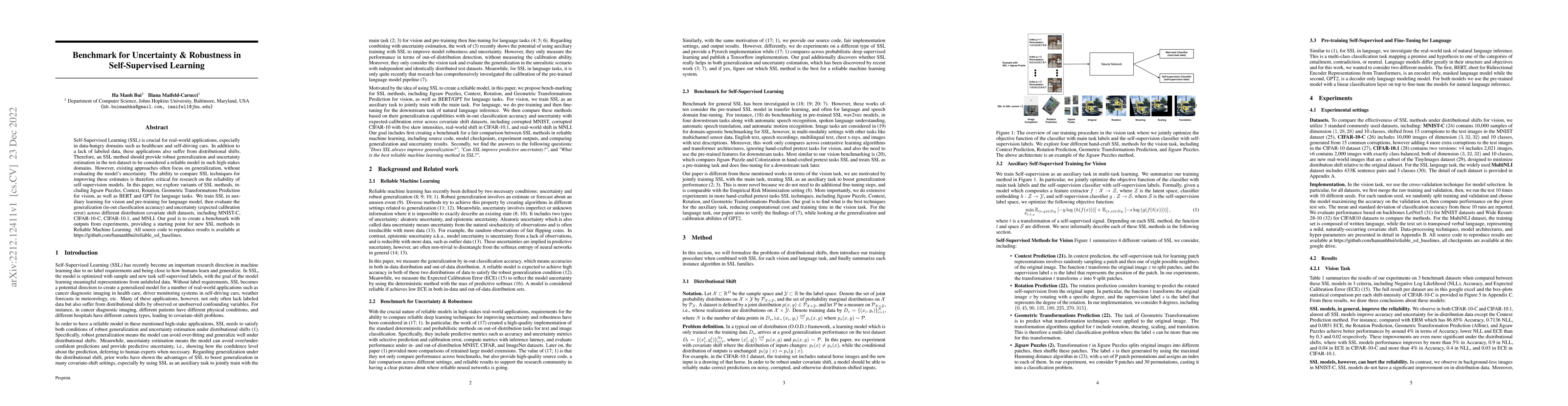 Thumbnail for Benchmark for Uncertainty & Robustness in Self-Supervised Learning