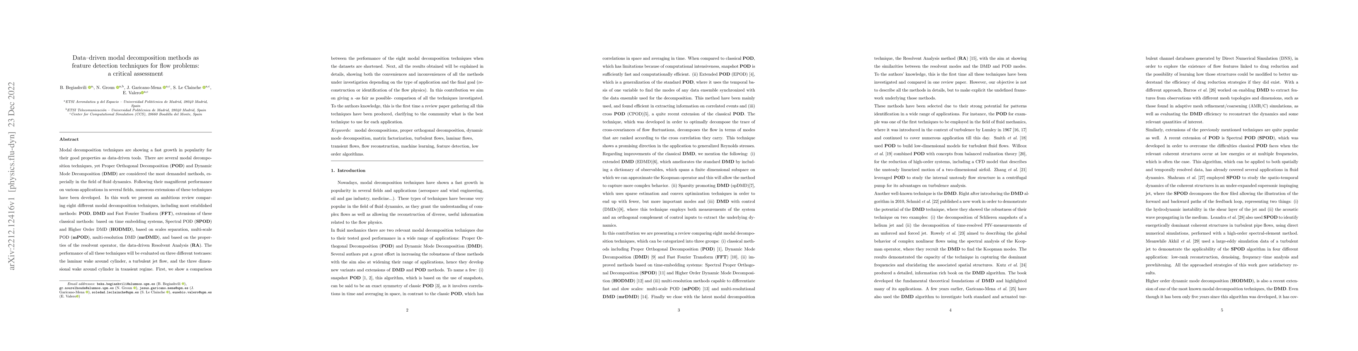 Thumbnail for Data-driven modal decomposition methods as feature detection techniques
  for flow problems: a critical assessment