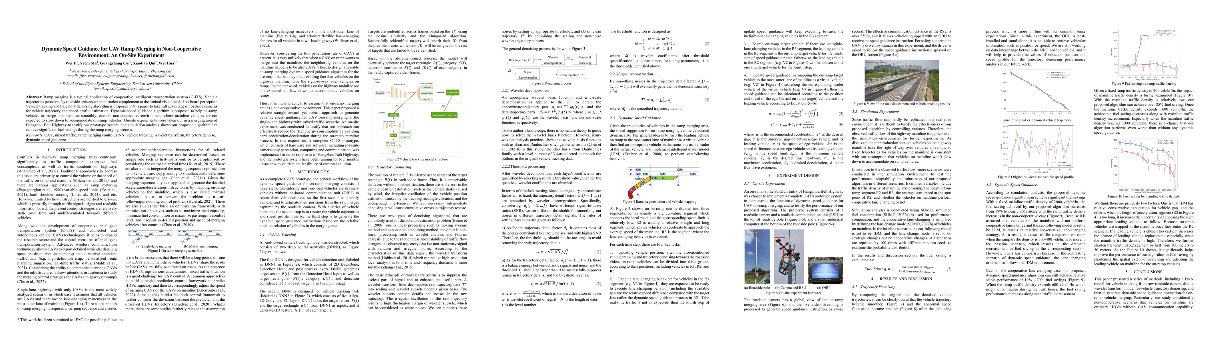 Thumbnail for Dynamic Speed Guidance for CAV Ramp Merging in Non-Cooperative
  Environment: An On-Site Experiment