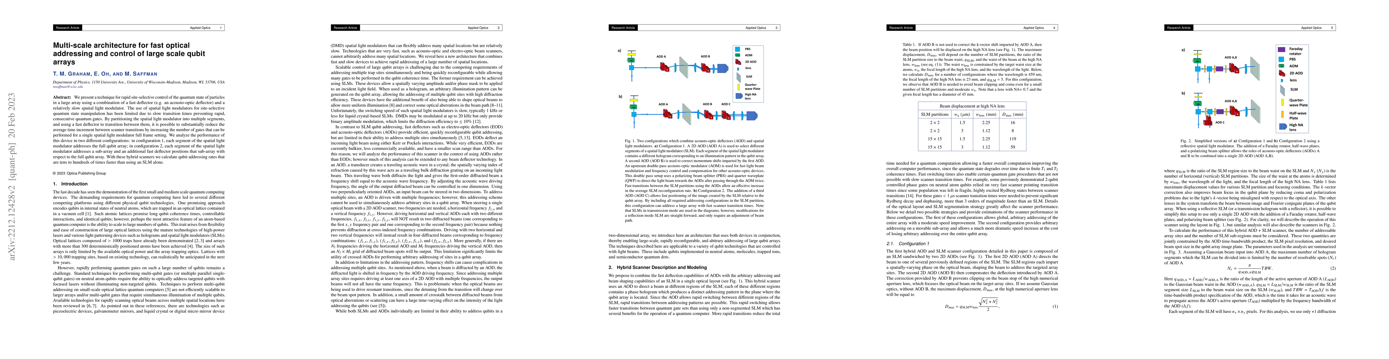 Thumbnail for Multi-scale architecture for fast optical addressing and control of
  large scale qubit arrays
