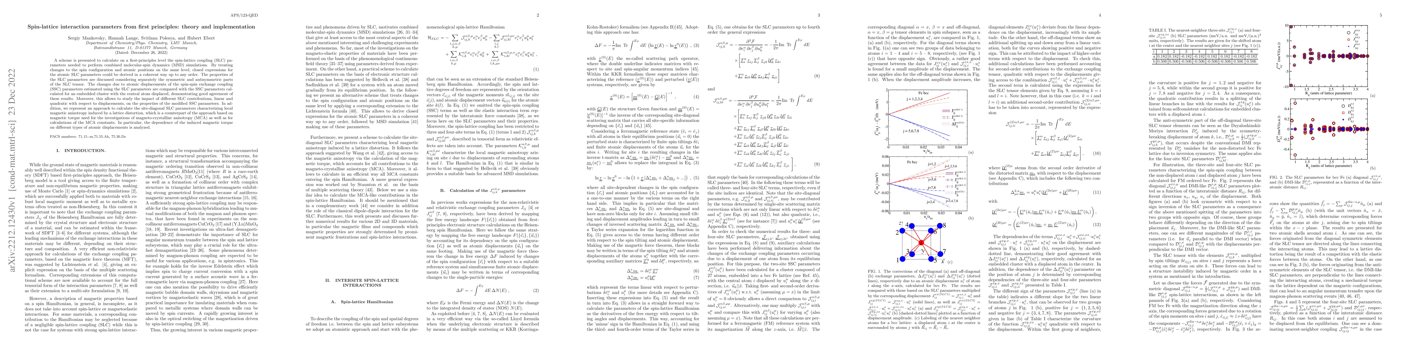Thumbnail for Spin-lattice interaction parameters from first principles: theory and
  implementation