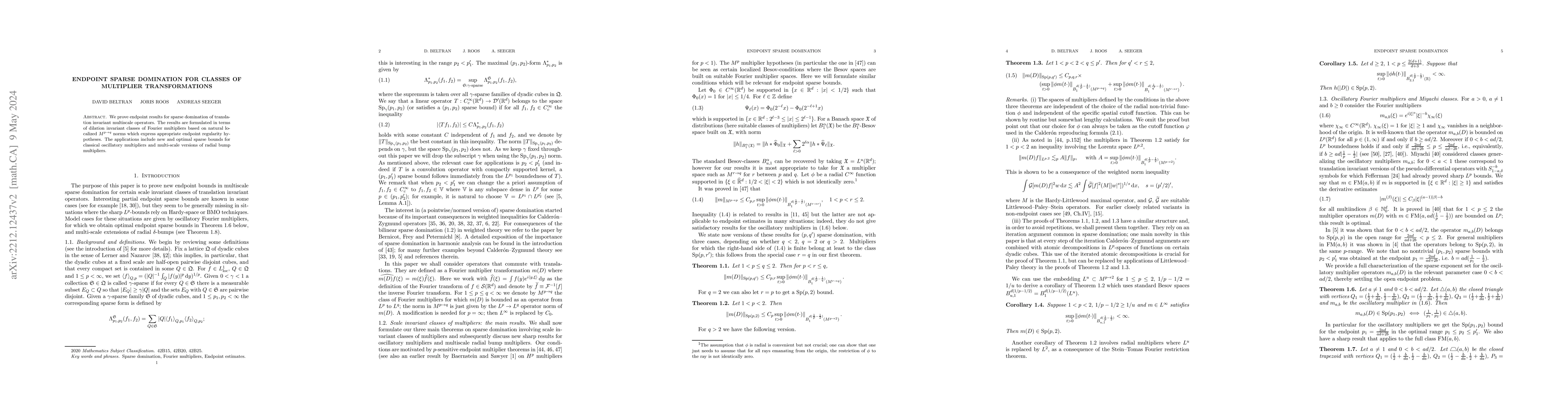 Thumbnail for Endpoint sparse domination for classes of multiplier transformations
