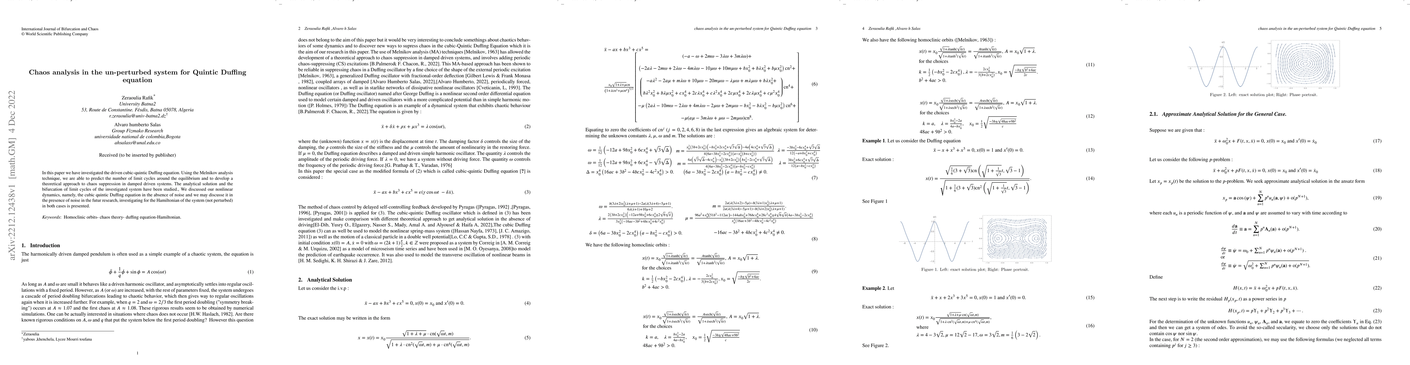 Thumbnail for Chaos analysis in the un-perturbed system for Quintic Duffing equation