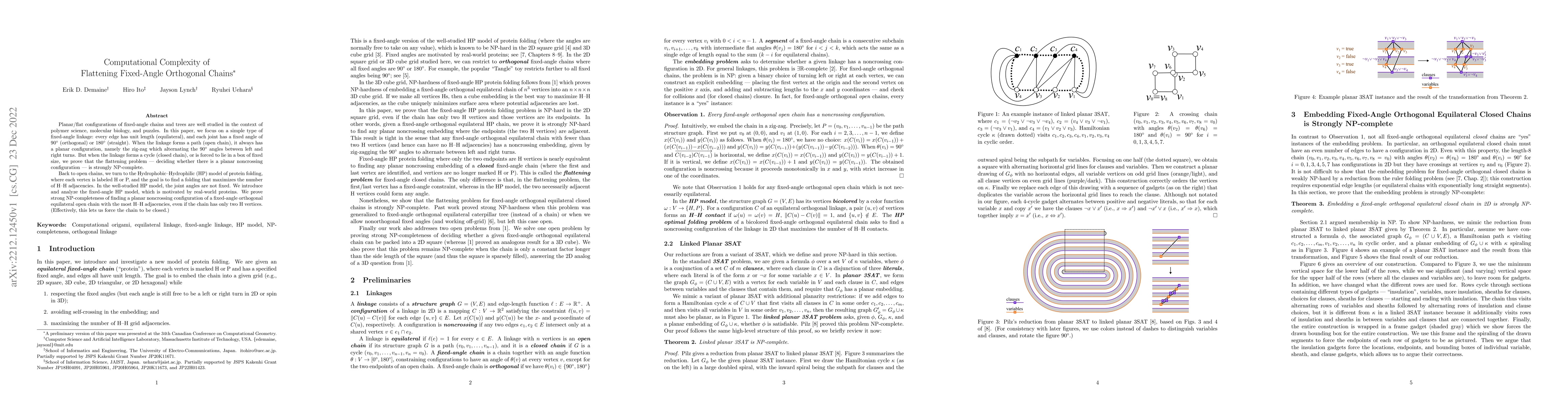 Thumbnail for Computational Complexity of Flattening Fixed-Angle Orthogonal Chains