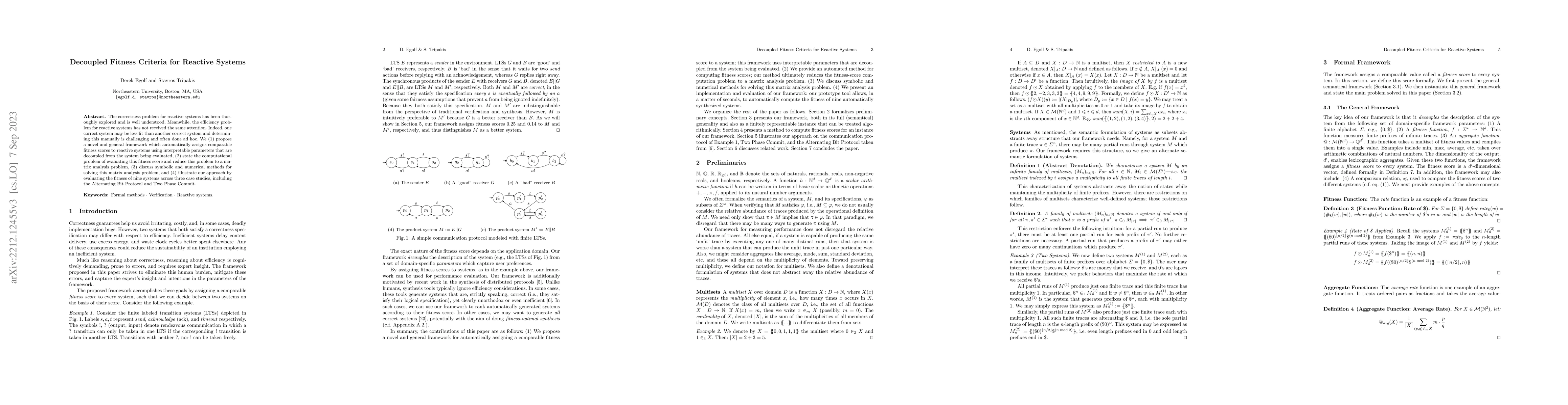 Thumbnail for Decoupled Fitness Criteria for Reactive Systems