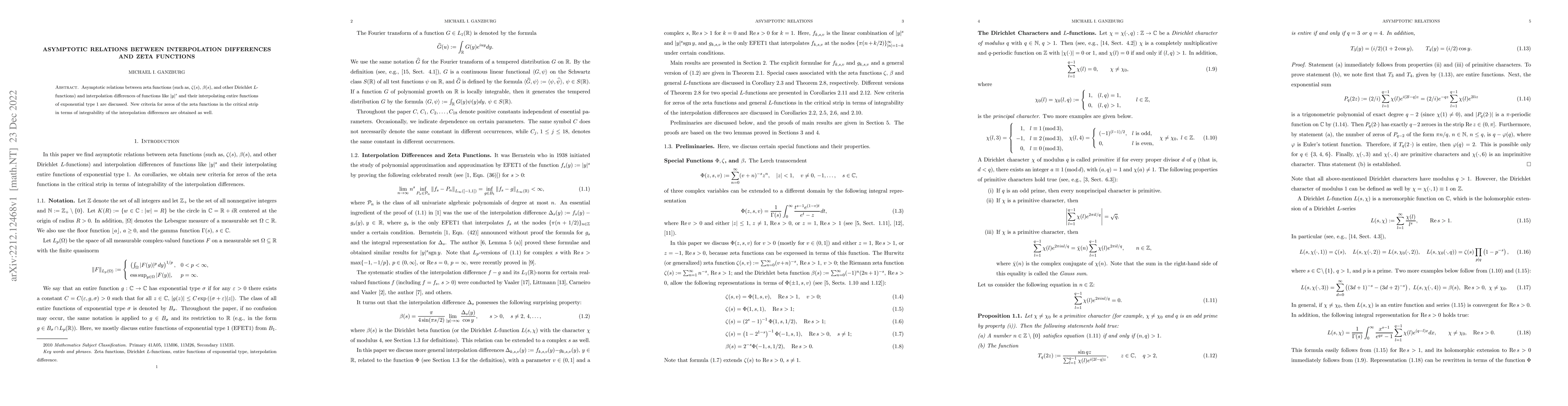 Thumbnail for Asymptotic Relations Between Interpolation Differences and Zeta
  Functions
