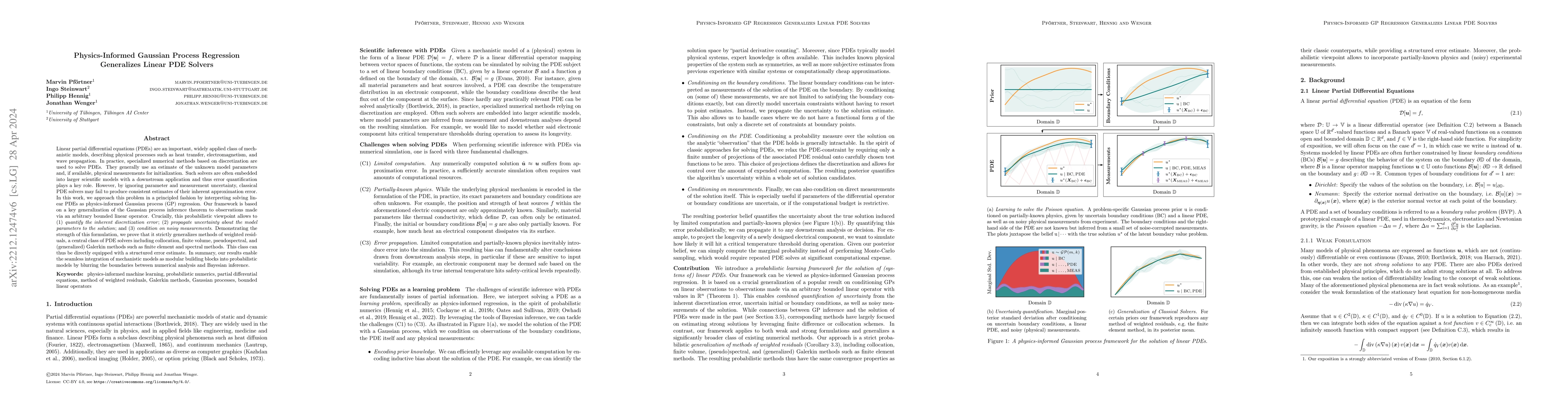 Thumbnail for Physics-Informed Gaussian Process Regression Generalizes Linear PDE
  Solvers