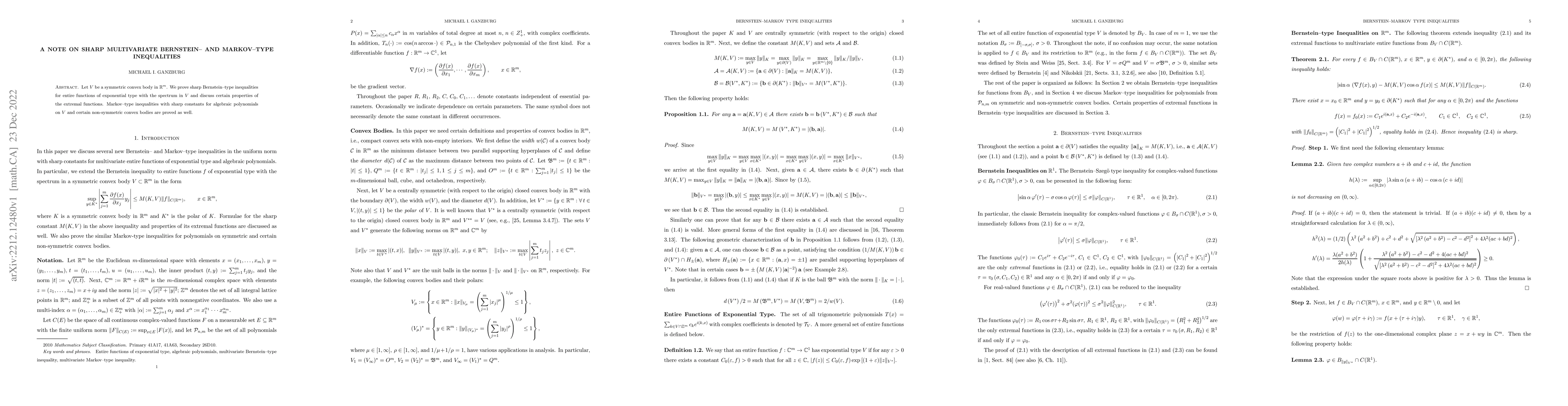 Thumbnail for A Note on Sharp Multivariate Bernstein- and Markov-Type Inequalities