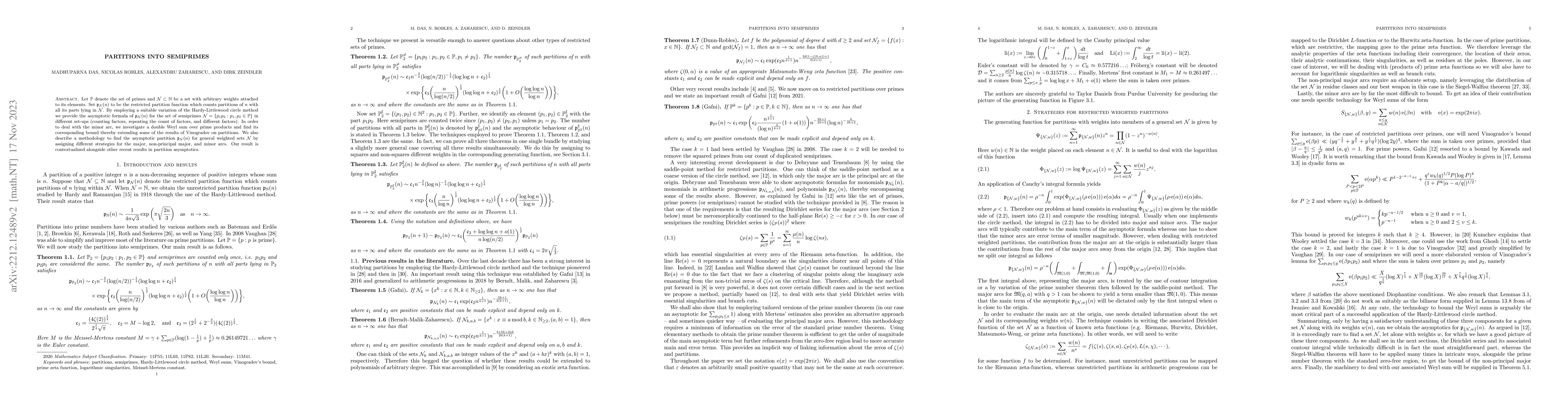 Thumbnail for Partitions into semiprimes