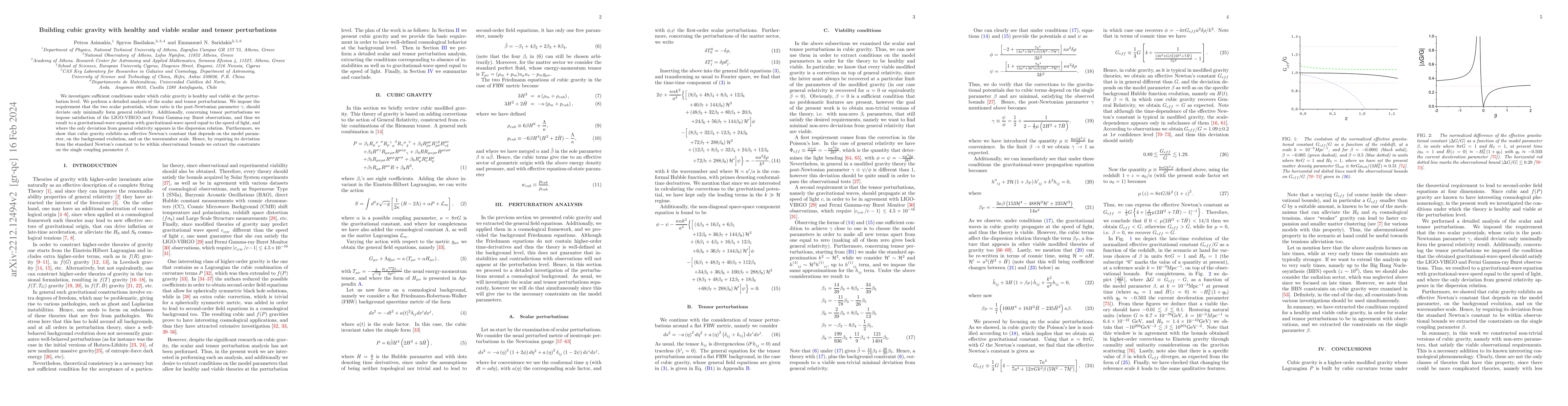 Thumbnail for Building cubic gravity with healthy and viable scalar and tensor
  perturbations