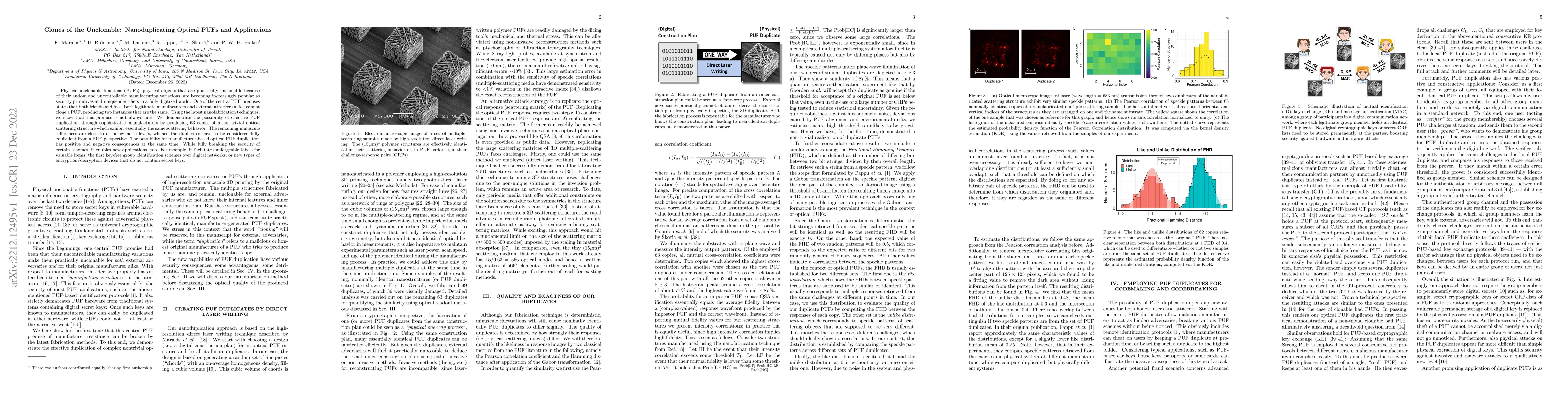 Thumbnail for Clones of the Unclonable: Nanoduplicating Optical PUFs and Applications