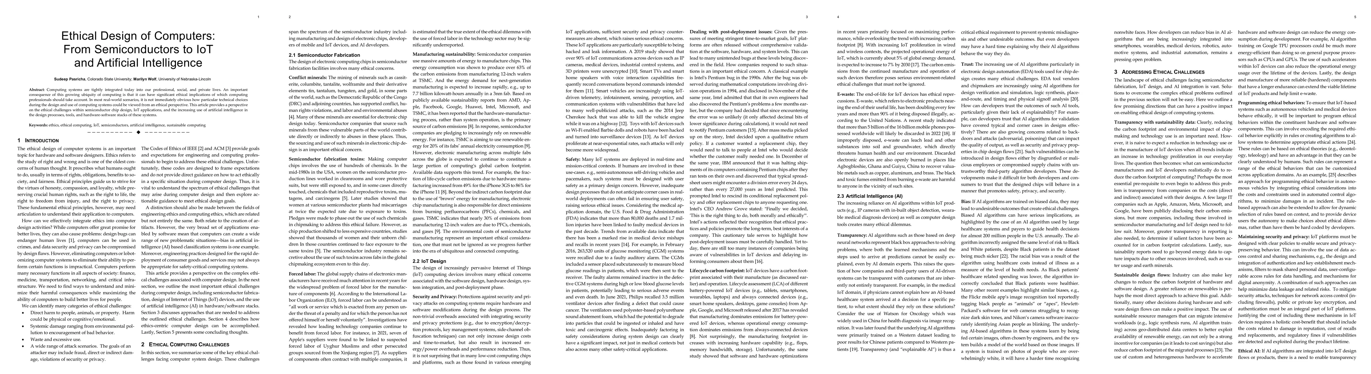 Thumbnail for Ethical Design of Computers: From Semiconductors to IoT and Artificial
  Intelligence