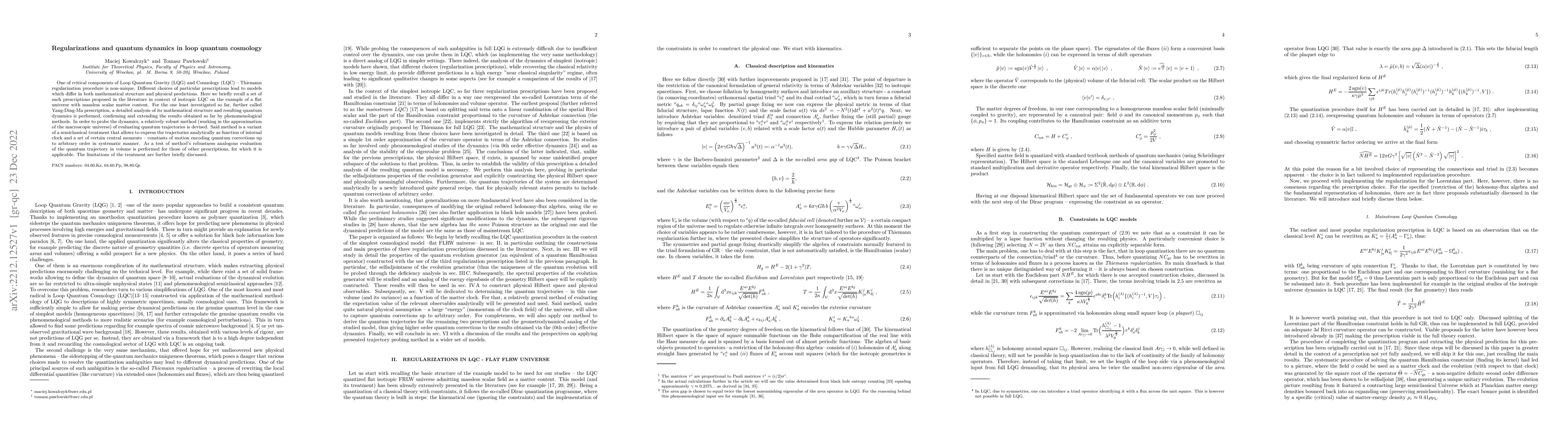Thumbnail for Regularizations and quantum dynamics in loop quantum cosmology