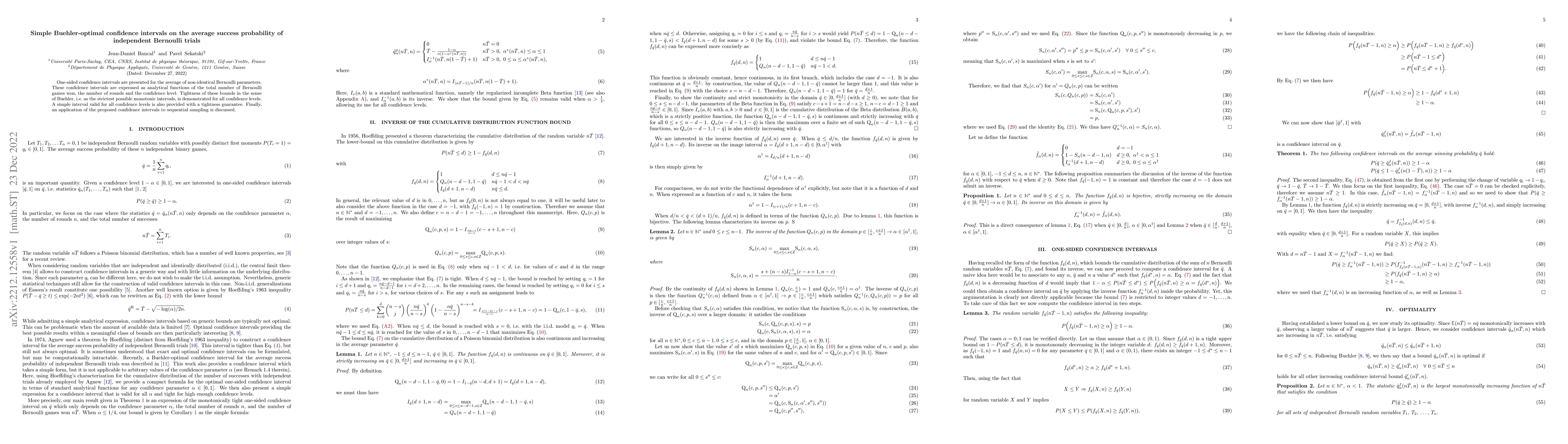 Thumbnail for Simple Buehler-optimal confidence intervals on the average success
  probability of independent Bernoulli trials