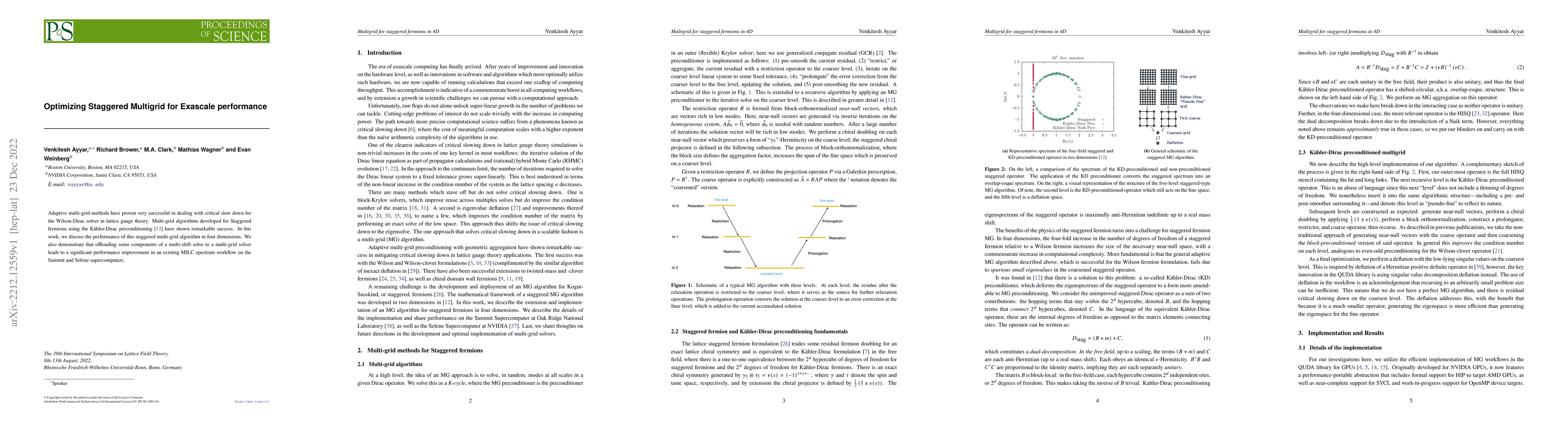 Thumbnail for Optimizing Staggered Multigrid for Exascale performance