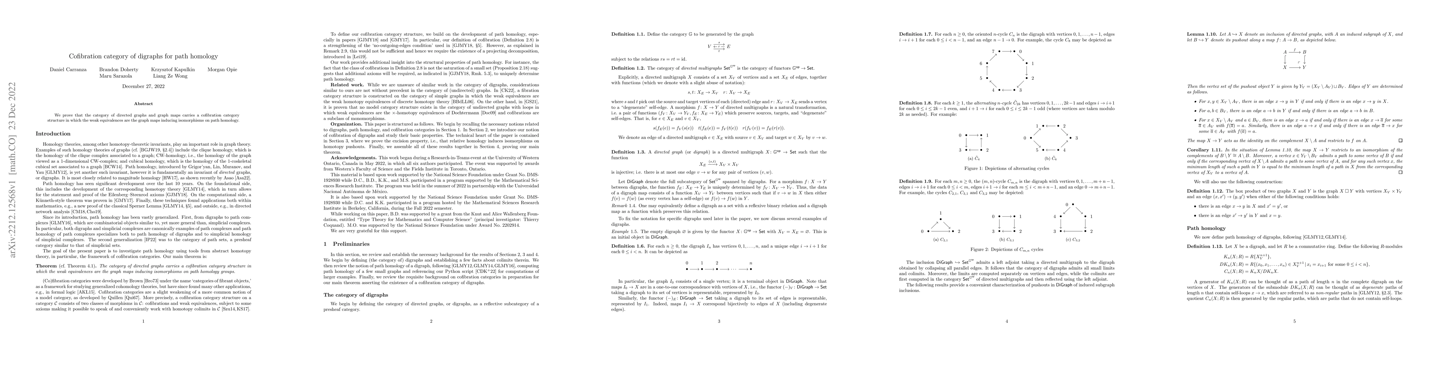 Thumbnail for Cofibration category of digraphs for path homology