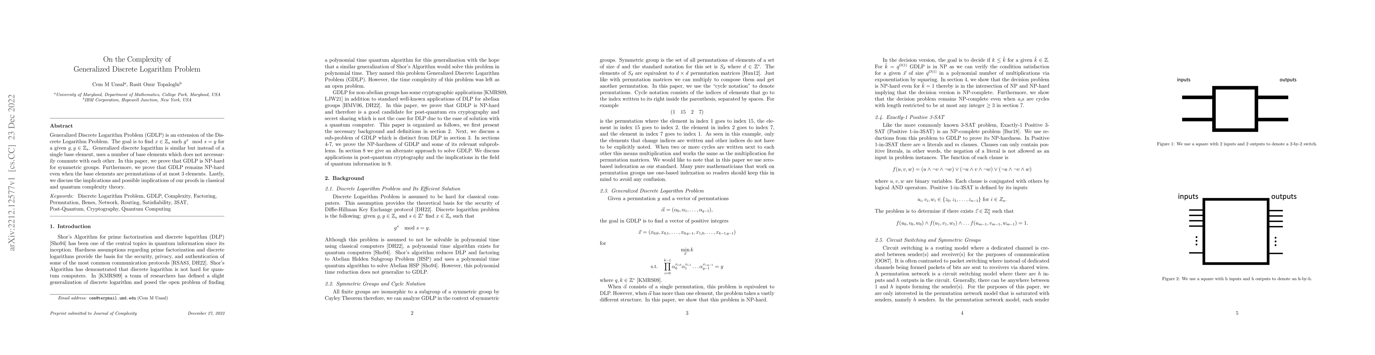 Thumbnail for On the Complexity of Generalized Discrete Logarithm Problem
