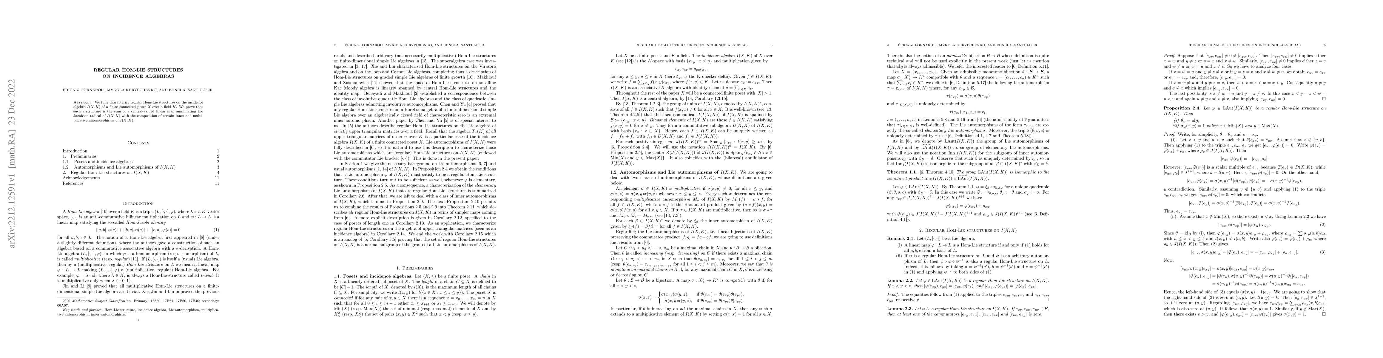 Thumbnail for Regular Hom-Lie structures on incidence algebras
