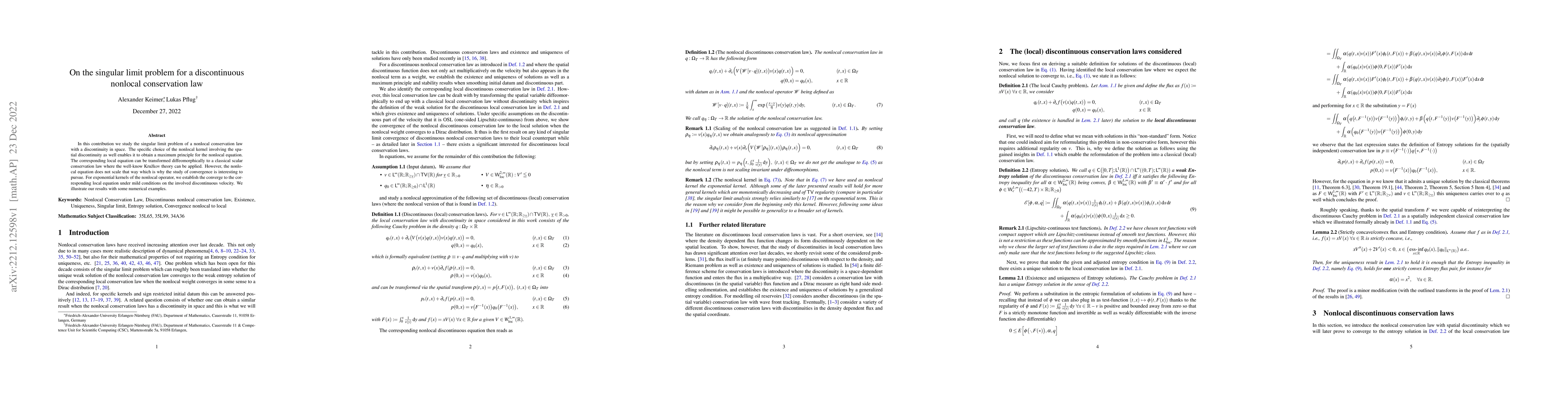 Thumbnail for On the singular limit problem for a discontinuous nonlocal conservation
  law