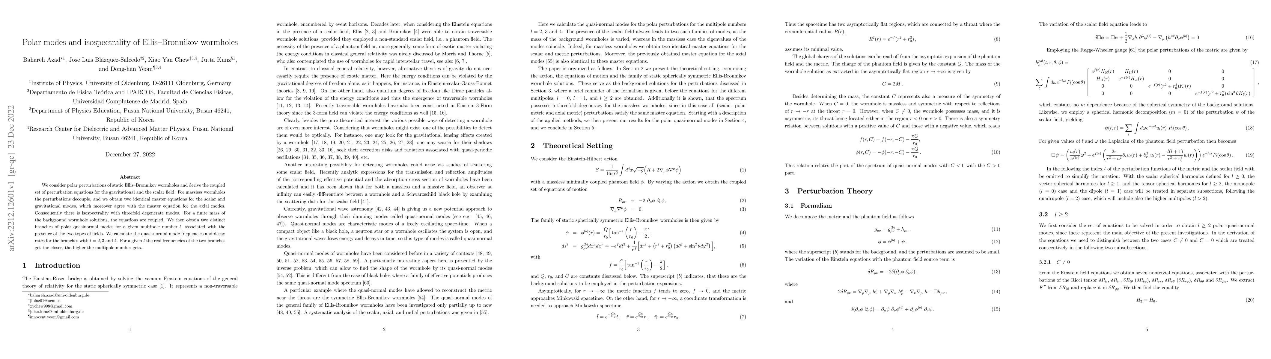 Thumbnail for Polar modes and isospectrality of Ellis-Bronnikov wormholes