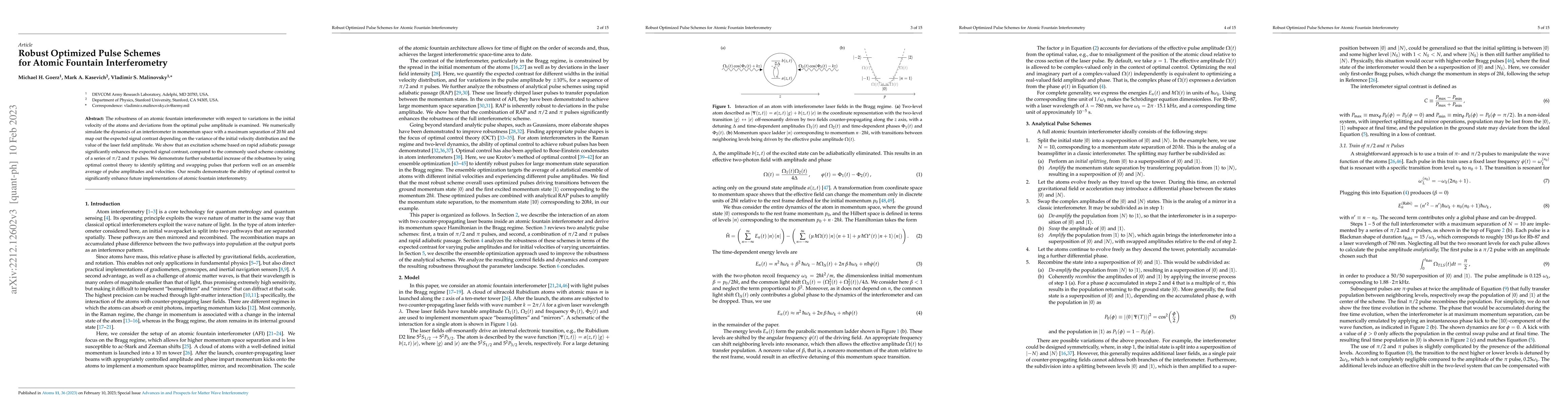 Thumbnail for Robust Optimized Pulse Schemes for Atomic Fountain Interferometry